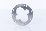 Very flat and parallel mounting plate with holes along outer edge